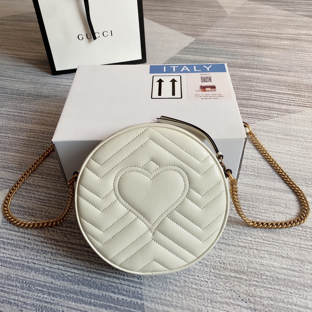 Marmont Mini Round Shoulder Bag 550154 White